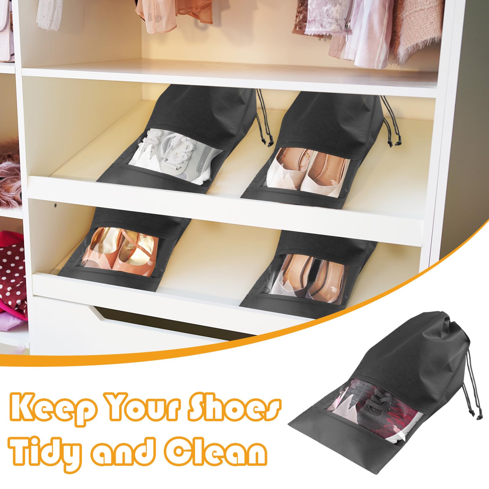 Shoe Bags for Travel, Drawstring Travel Shoe Bags for Packing, Dustproof Portable Travel Shoe Storage Bag for Men and Women