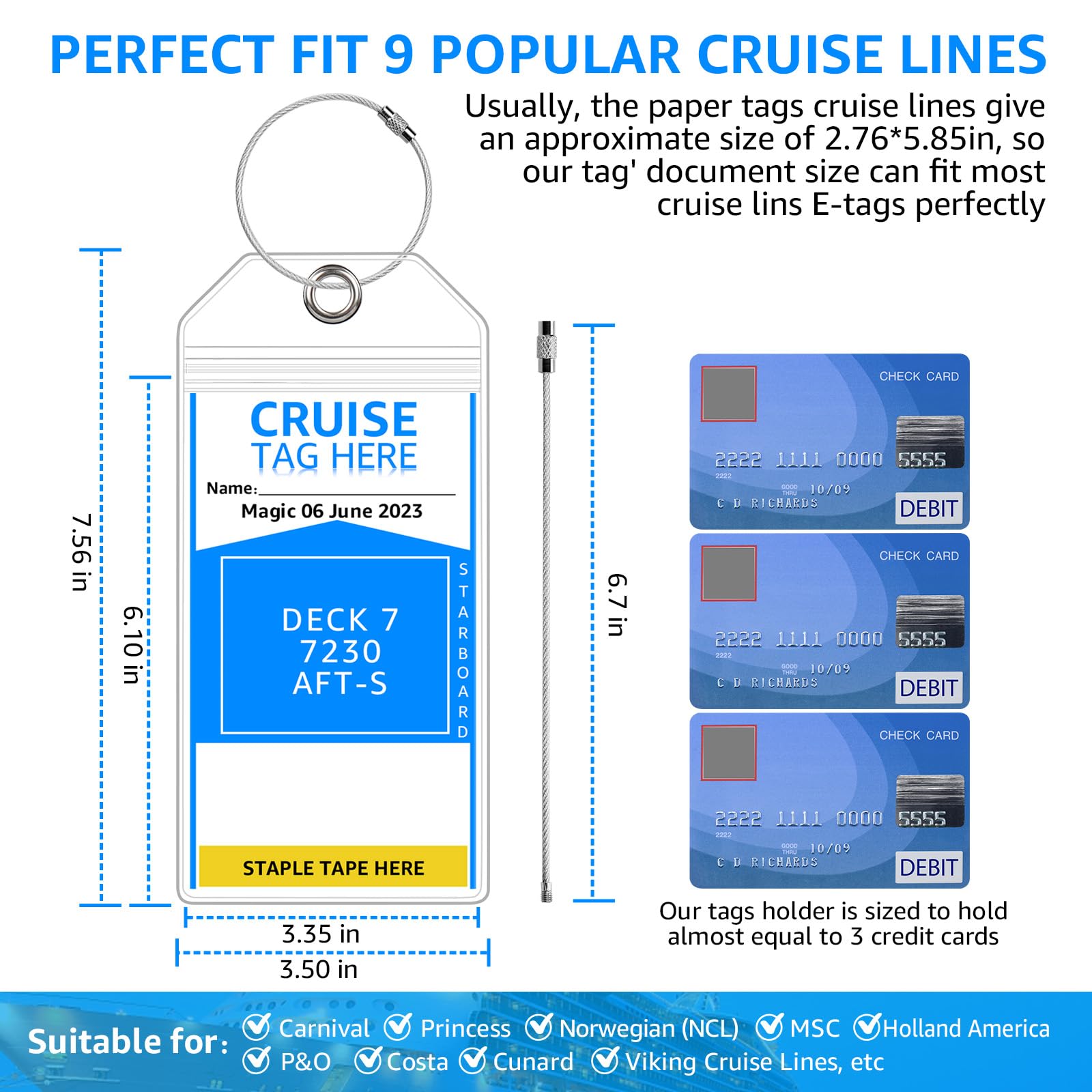 Cruise Luggage Tag Holder for Carnival, NCL, Princess, MSC, Norwegian Ships