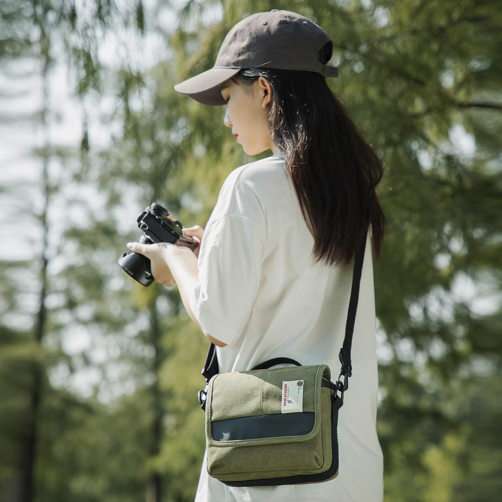 Besnfoto Mirrorless Camera Shoulder Bag Small Messenger Case Waist Bag Compatible for Canon