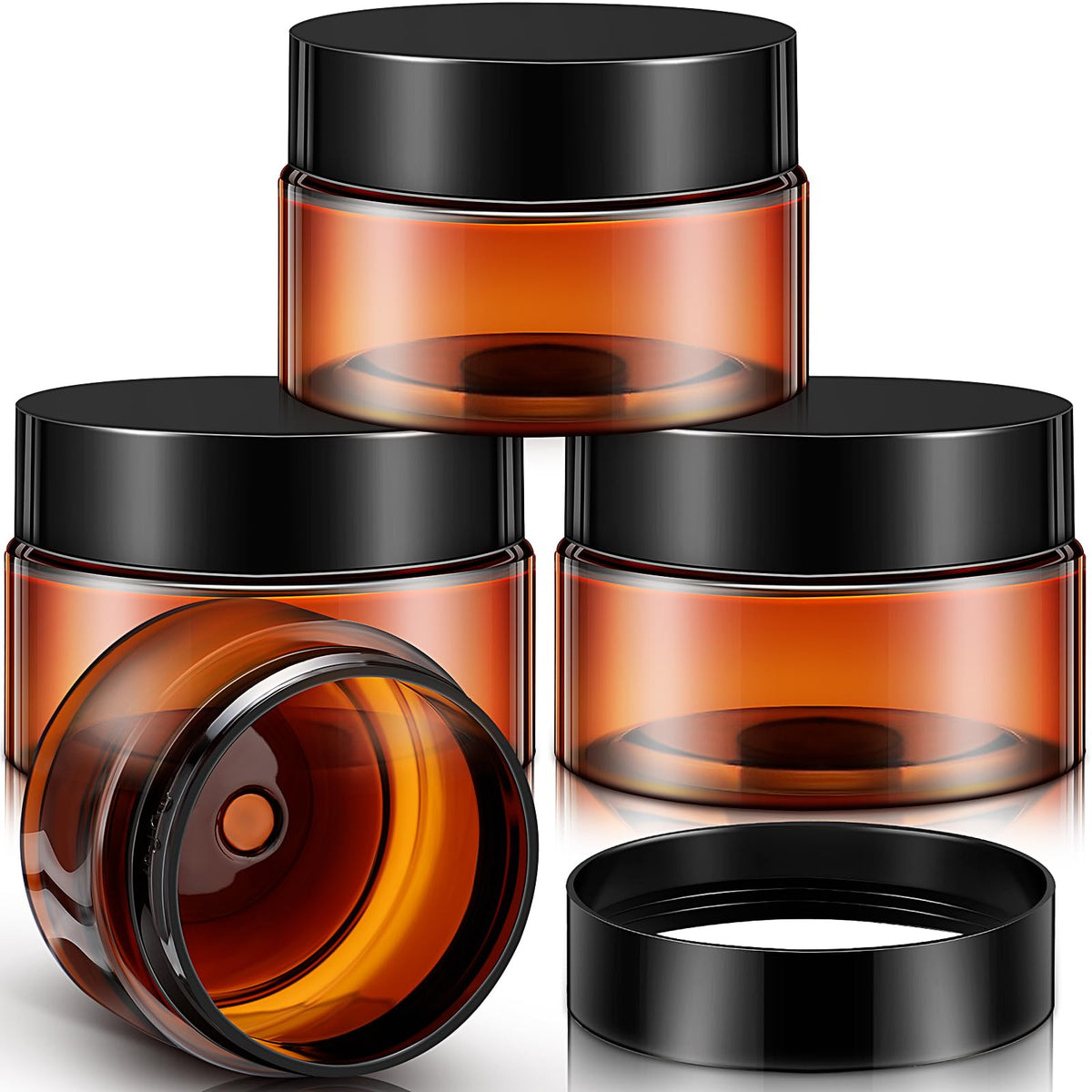 Patelai 4 Pcs Plastic Jars Wide Mouth with Lids