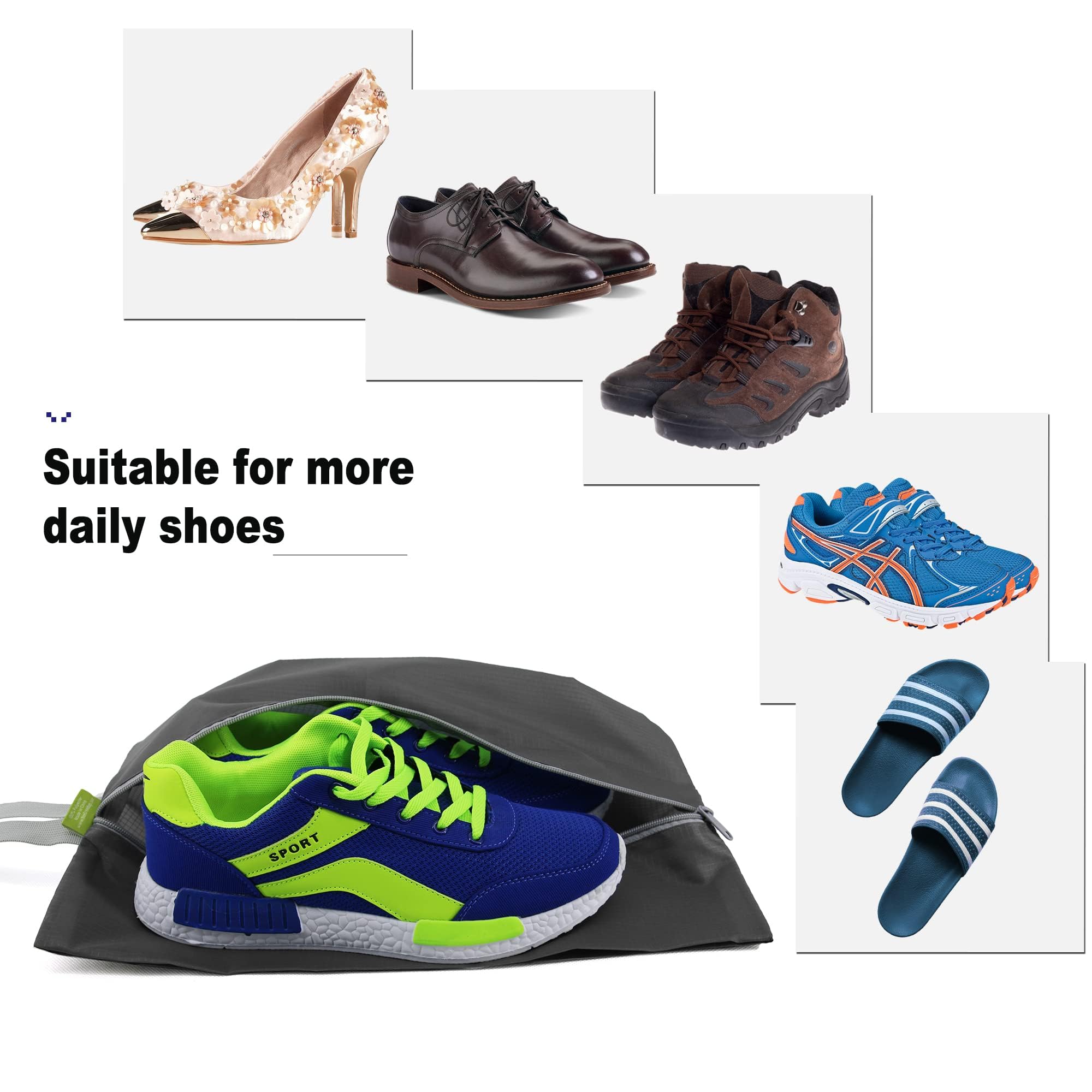 BeeGreen 6/8/12 Packs Shoe Organizer Shoe Bags For Travel with Zipper Closure, Shoe Storage Organizer with Handle