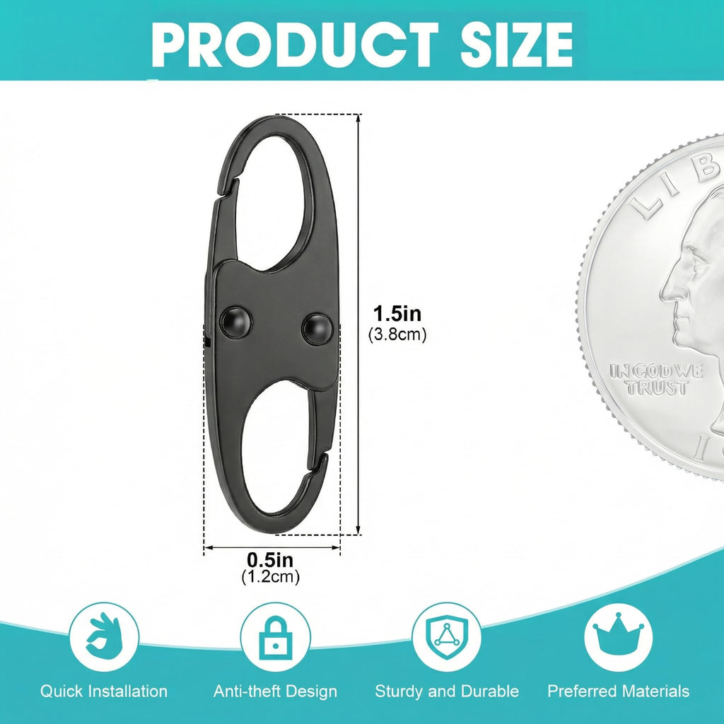 Anti-Theft Small Carabiner Clip, Double Opening Zipper Pull Replacement, Elegant Zinc Alloy Zipper Clips for Backpacks, Luggage, Duffel Bags, Travel Security Essentials