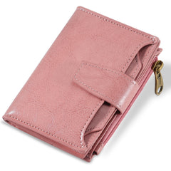 Compact RFID Blocking Leather Bifold Travel Wallet for Women