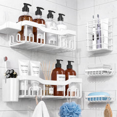 7-Pack Adhesive Stainless Steel Shower Caddy Organizer