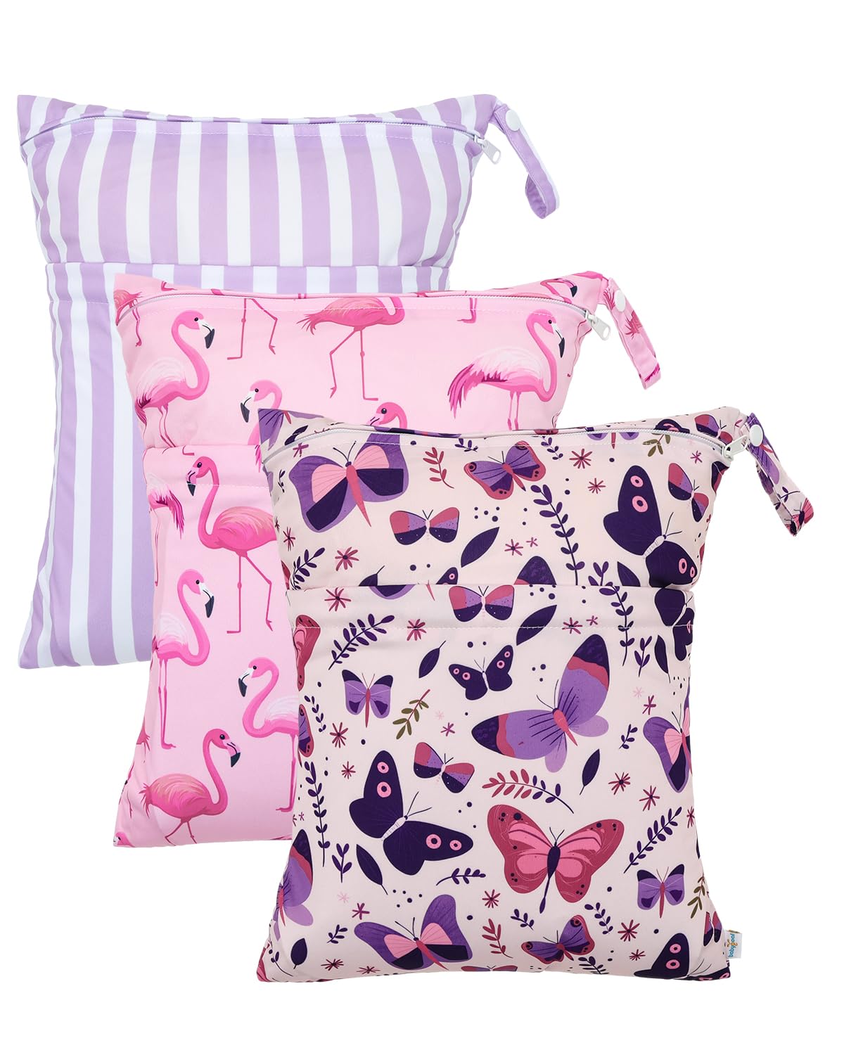 babygoal Wet Dry Bags for Baby Cloth Diapers, Washable Travel Bags, Beach, Pool, Gym Bag for Swimsuits & Wet Clothes with Two Zippered Pockets