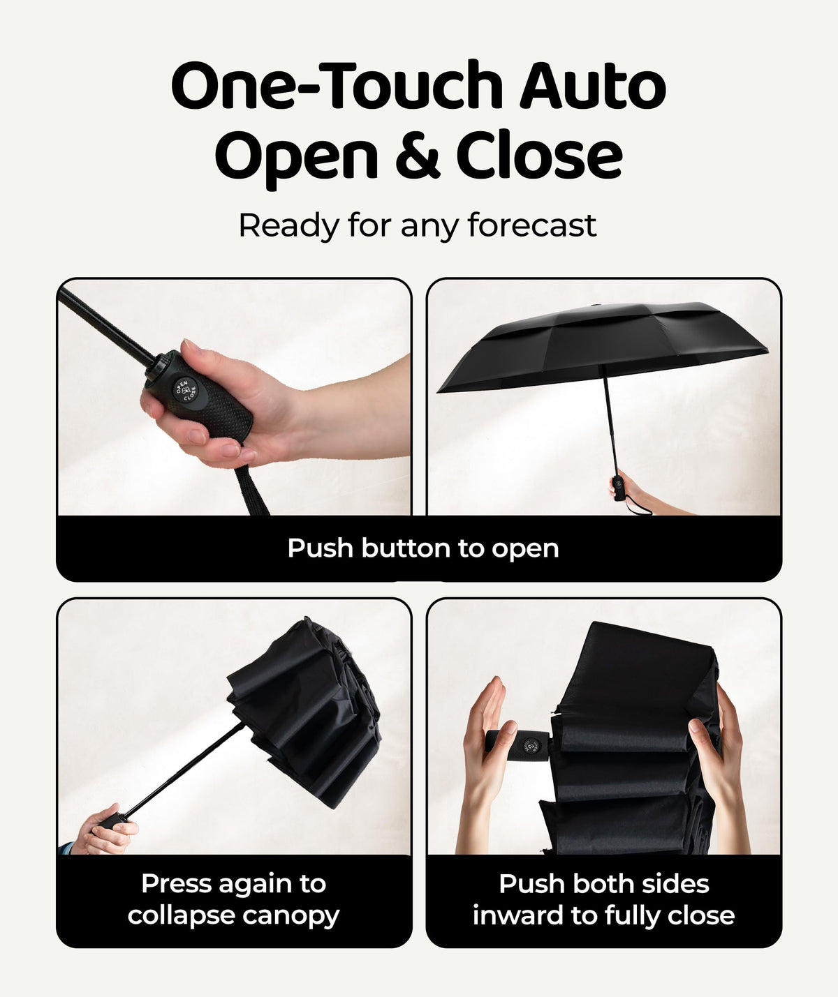 100 MPH Windproof Compact Auto-Folding Travel Umbrella