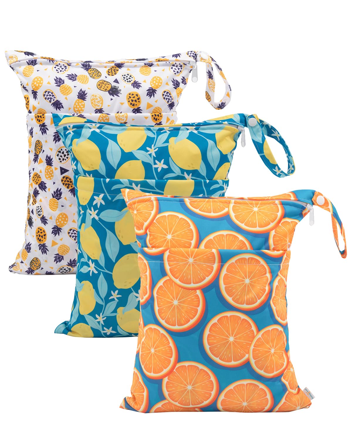 babygoal Wet Dry Bags for Baby Cloth Diapers, Washable Travel Bags, Beach, Pool, Gym Bag for Swimsuits & Wet Clothes with Two Zippered Pockets