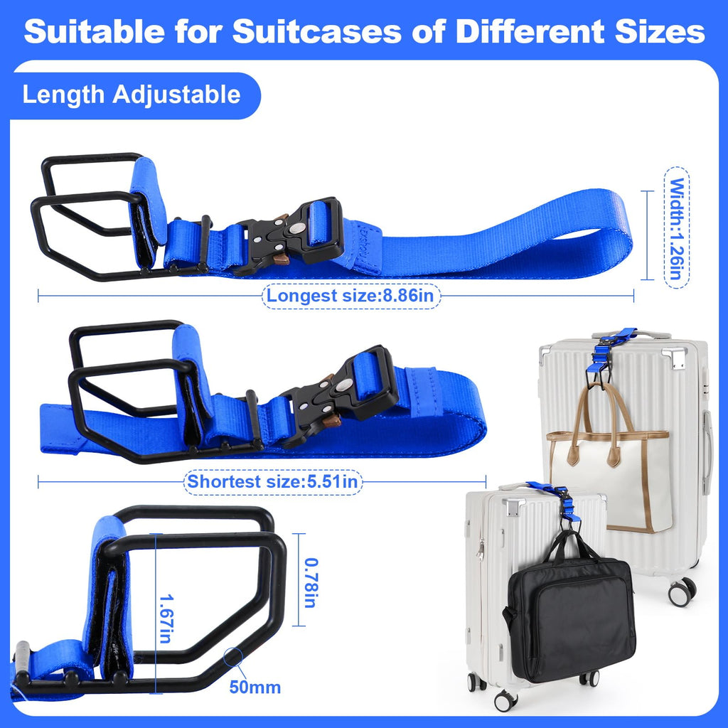 Exshoiu Luggage Hook Strap, J Hook Luggage Strap Flight Attendant with Hands Free, Adjustable Travel Luggage Straps for Add a Bag Hook