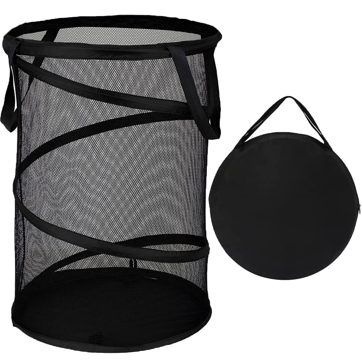 Collapsible Mesh Pop-Up Laundry Hamper with Carry Handles