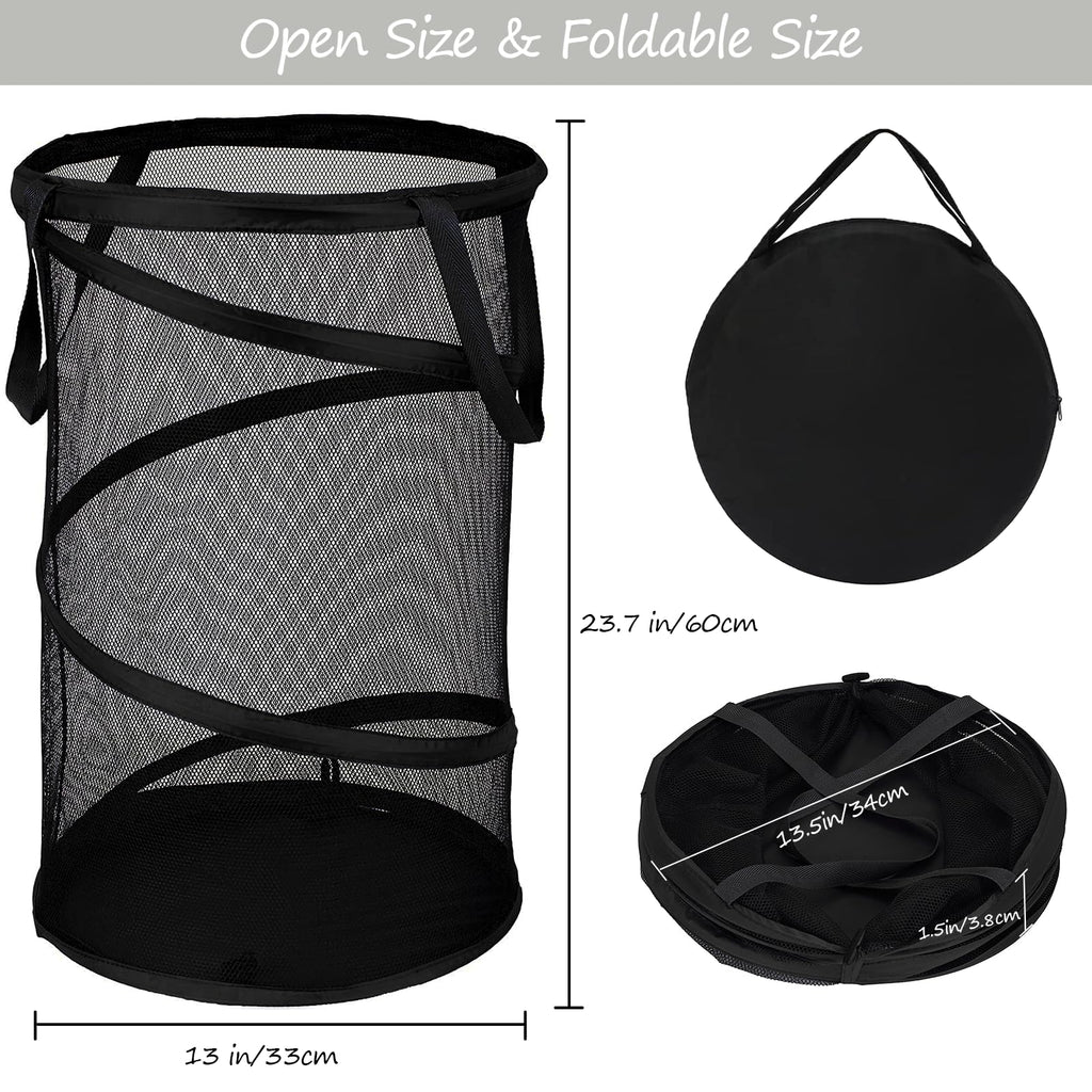 BATTOO Large Collapsible Laundry Basket Foldable Mesh Pop Up Hamper with Handles for Laundry Room, Bathroom, Kids Room, College Dorm, Travel, Storage Organizer