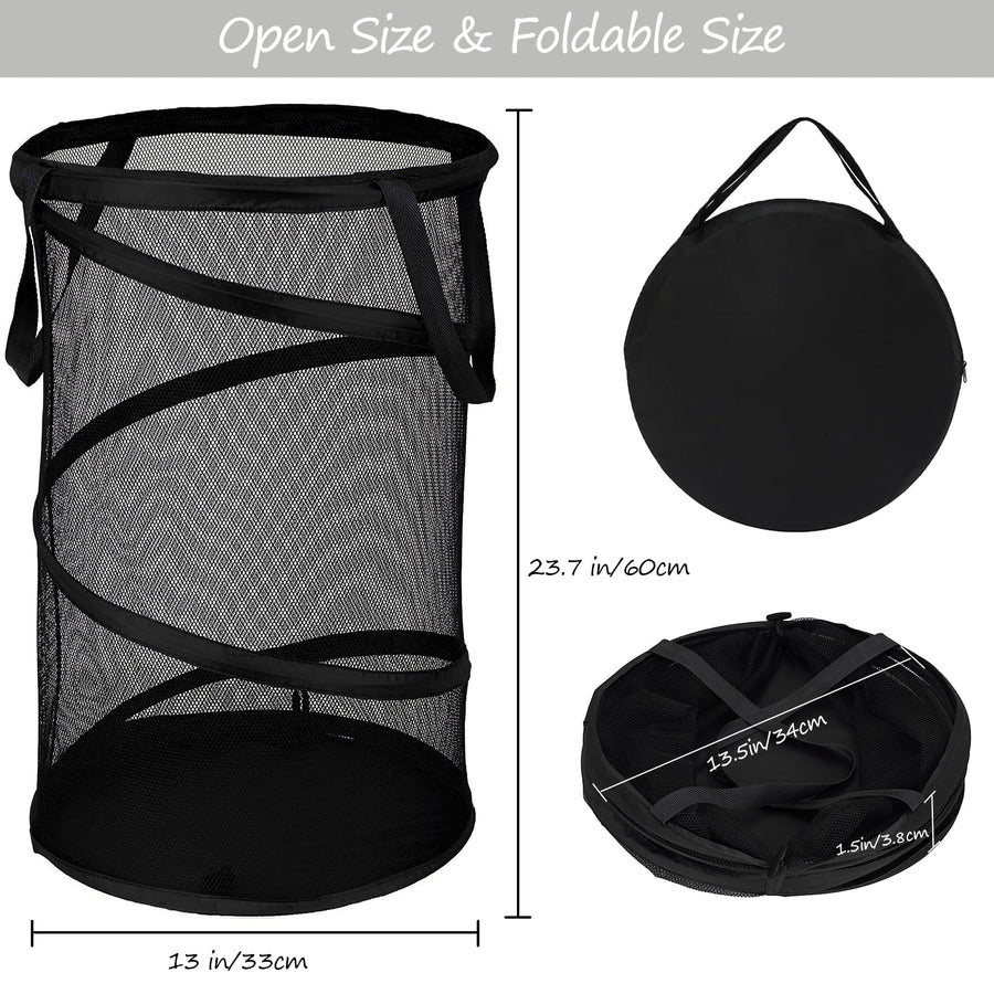 Collapsible Mesh Pop-Up Laundry Hamper with Carry Handles