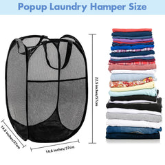 70L Collapsible Mesh Pop-Up Laundry Hamper with Side Pocket
