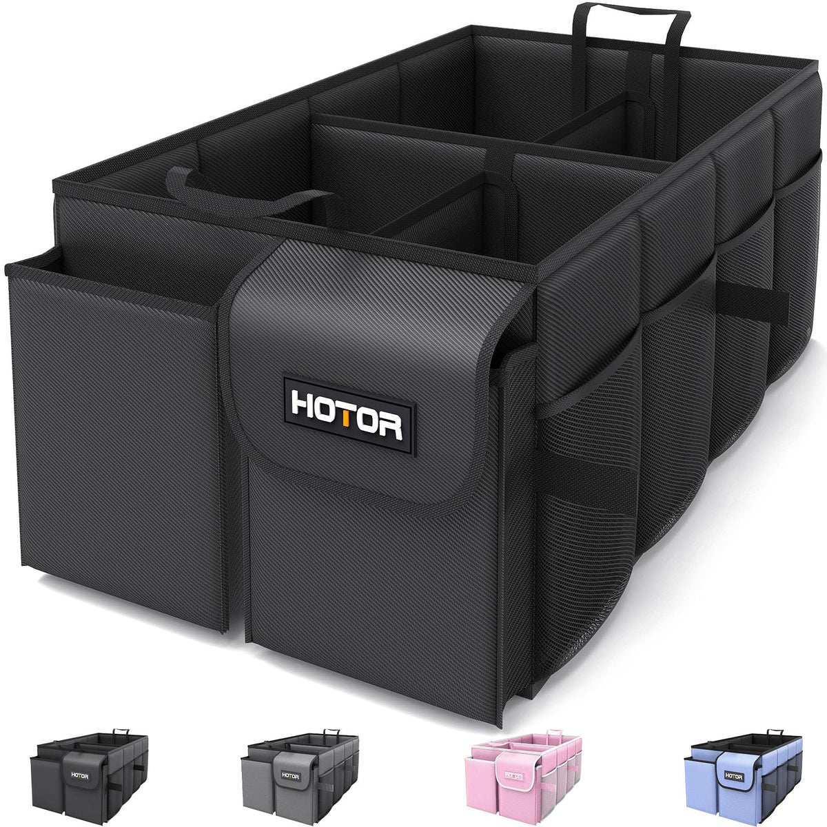 HOTOR Foldable Trunk Organizer - SUV & Sedan Compatible, Sturdy Car Organization for Accessories, Tools, Sundries