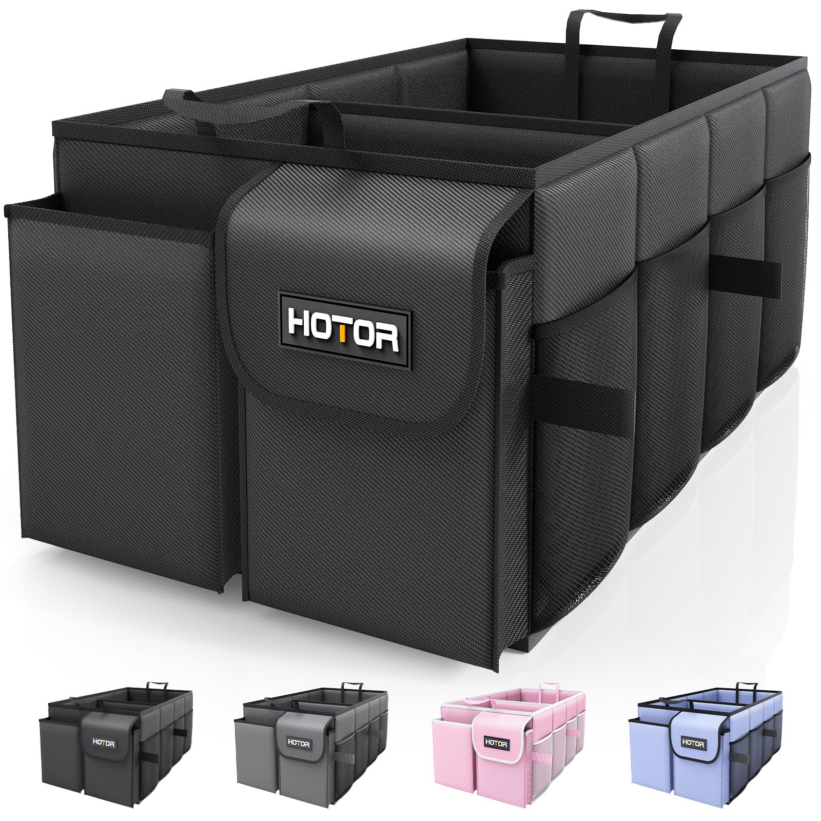 HOTOR Foldable Trunk Organizer - SUV & Sedan Compatible, Sturdy Car Organization for Accessories, Tools, Sundries