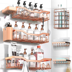 7-Pack Adhesive Stainless Steel Shower Caddy Organizer