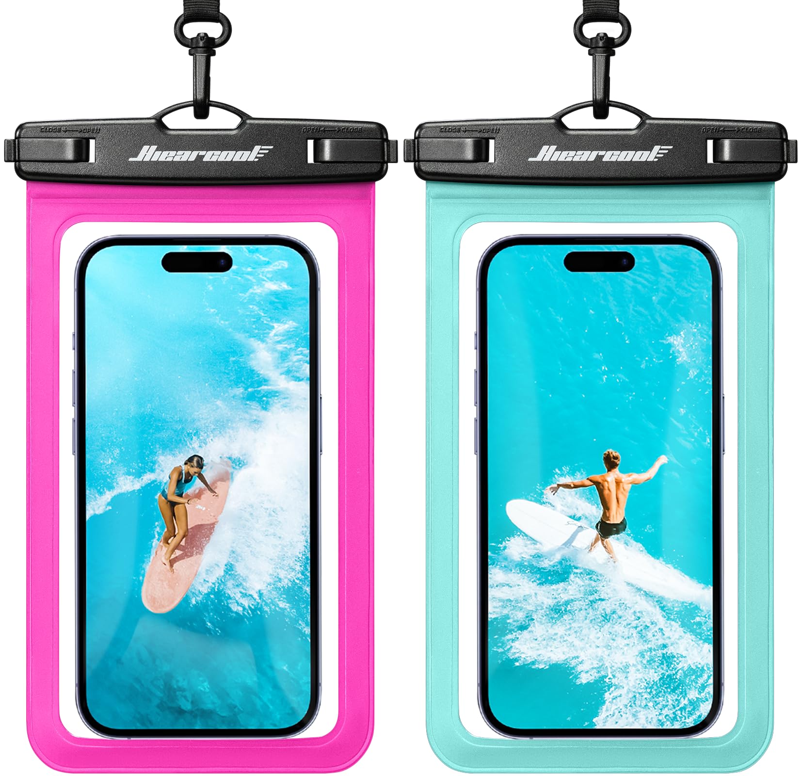 Hiearcool Universal Waterproof Case, Waterproof Phone Pouch Compatible for iPhone 14 13 12 11 Pro Max XS Plus Samsung Galaxy S22 Cellphone Up to 8.3", IPX8 Cellphone Dry Bag for Vacation-2 Pack