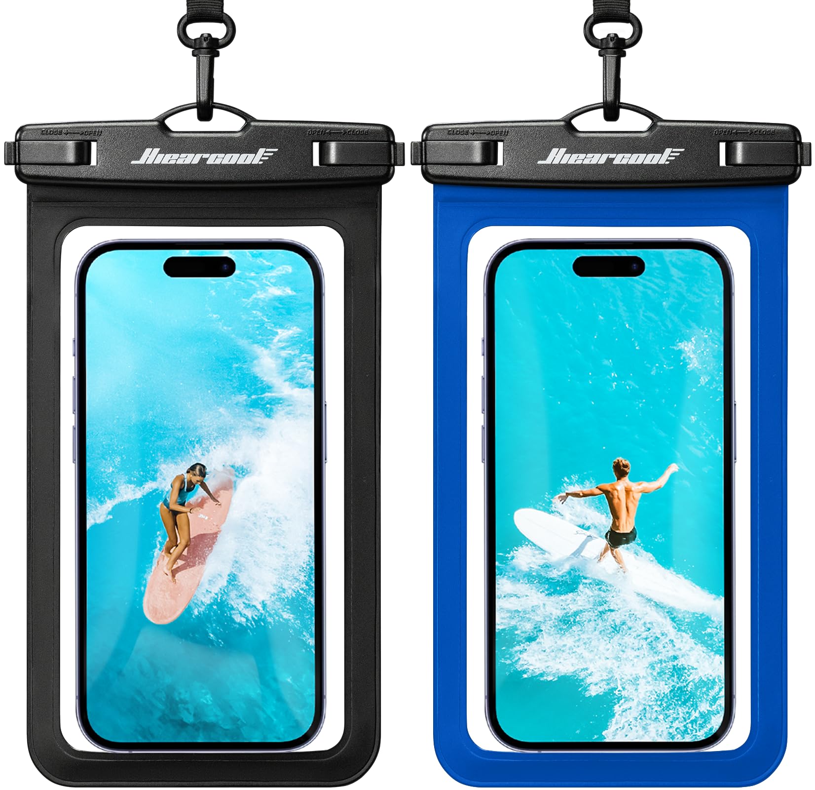 Hiearcool Universal Waterproof Case, Waterproof Phone Pouch Compatible for iPhone 14 13 12 11 Pro Max XS Plus Samsung Galaxy S22 Cellphone Up to 8.3", IPX8 Cellphone Dry Bag for Vacation-2 Pack