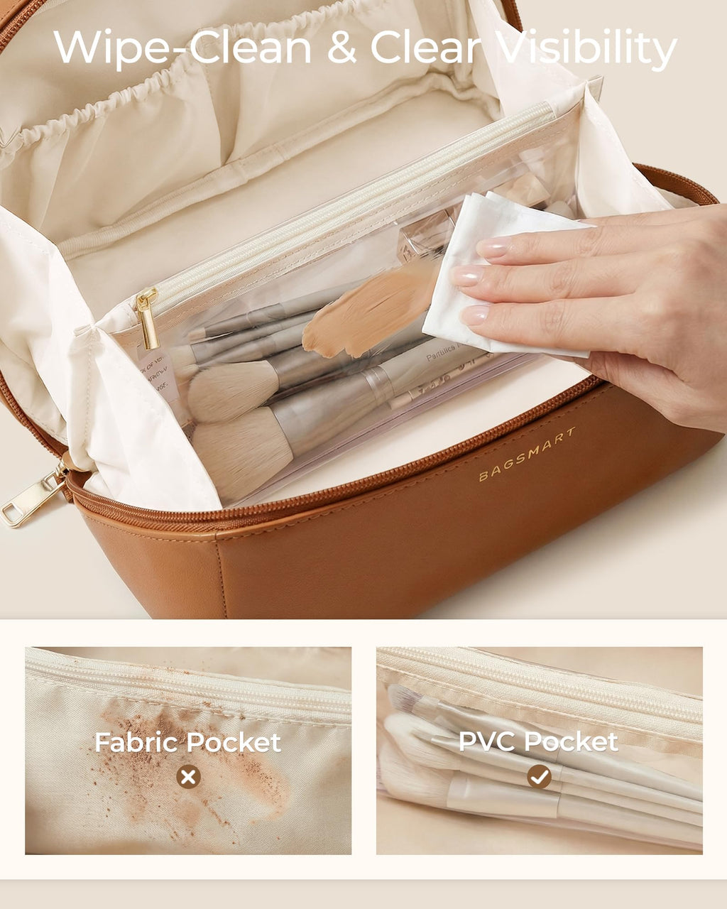 BAGSMART Makeup Bag Travel Toiletry Bag for Women, Make Up Bags