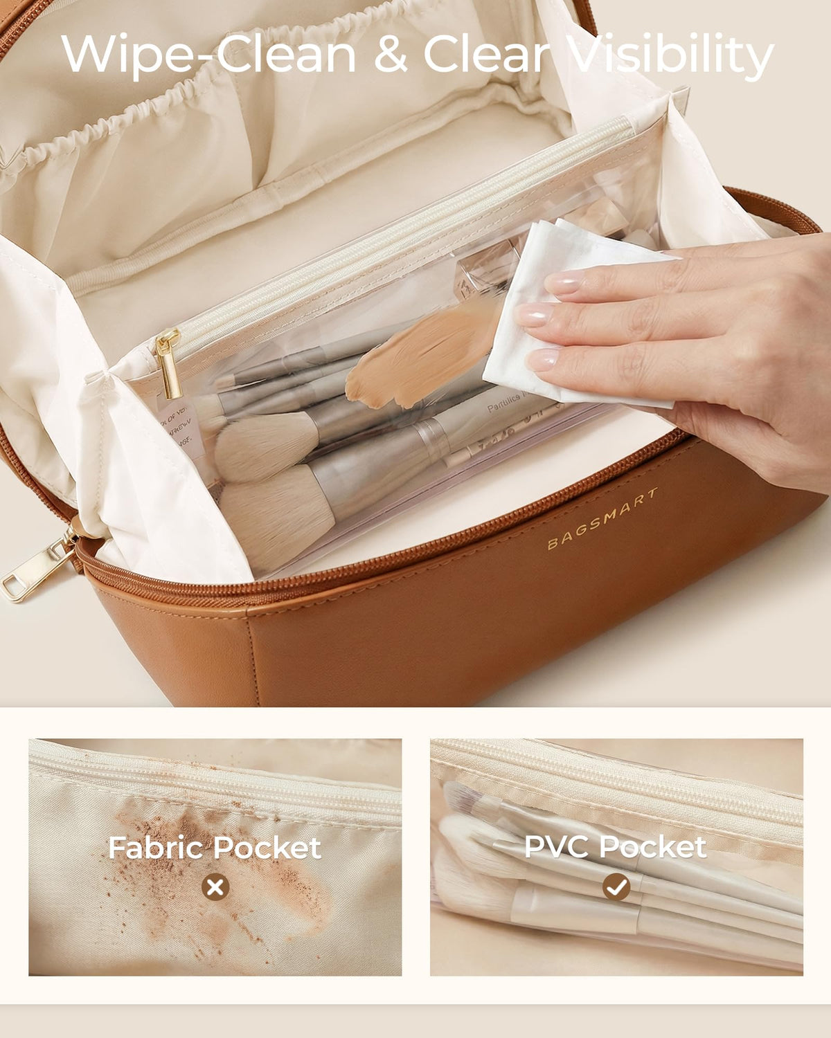 BAGSMART Makeup Bag Travel Toiletry Bag for Women, Make Up Bags