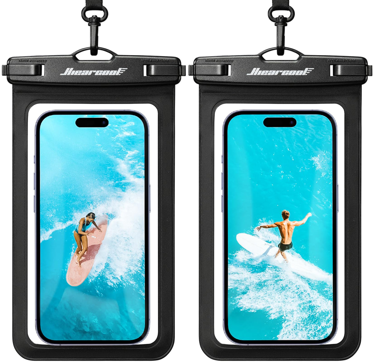 Hiearcool Universal Waterproof Case, Waterproof Phone Pouch Compatible for iPhone 14 13 12 11 Pro Max XS Plus Samsung Galaxy S22 Cellphone Up to 8.3", IPX8 Cellphone Dry Bag for Vacation-2 Pack
