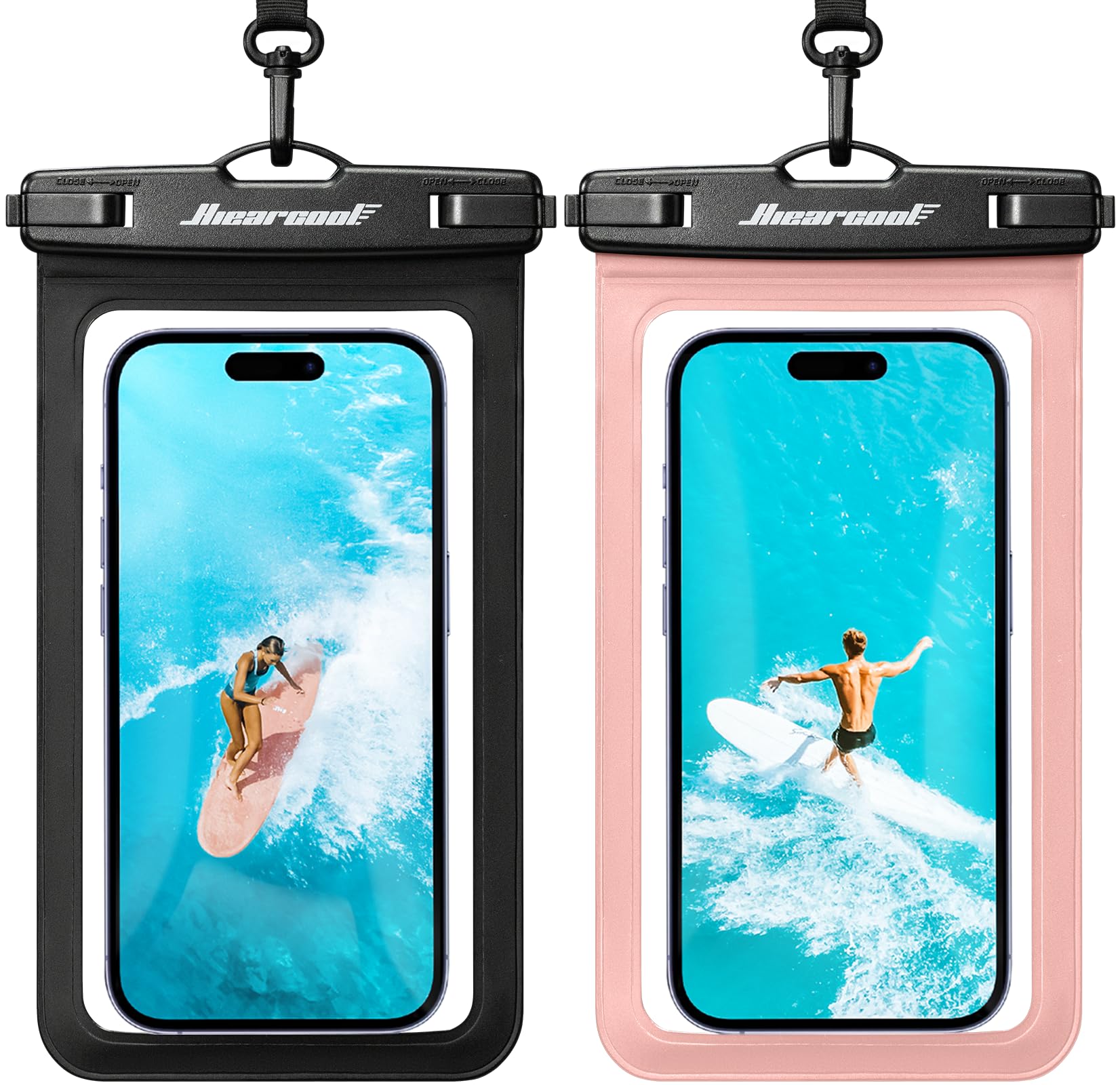 Hiearcool Universal Waterproof Case, Waterproof Phone Pouch Compatible for iPhone 14 13 12 11 Pro Max XS Plus Samsung Galaxy S22 Cellphone Up to 8.3", IPX8 Cellphone Dry Bag for Vacation-2 Pack
