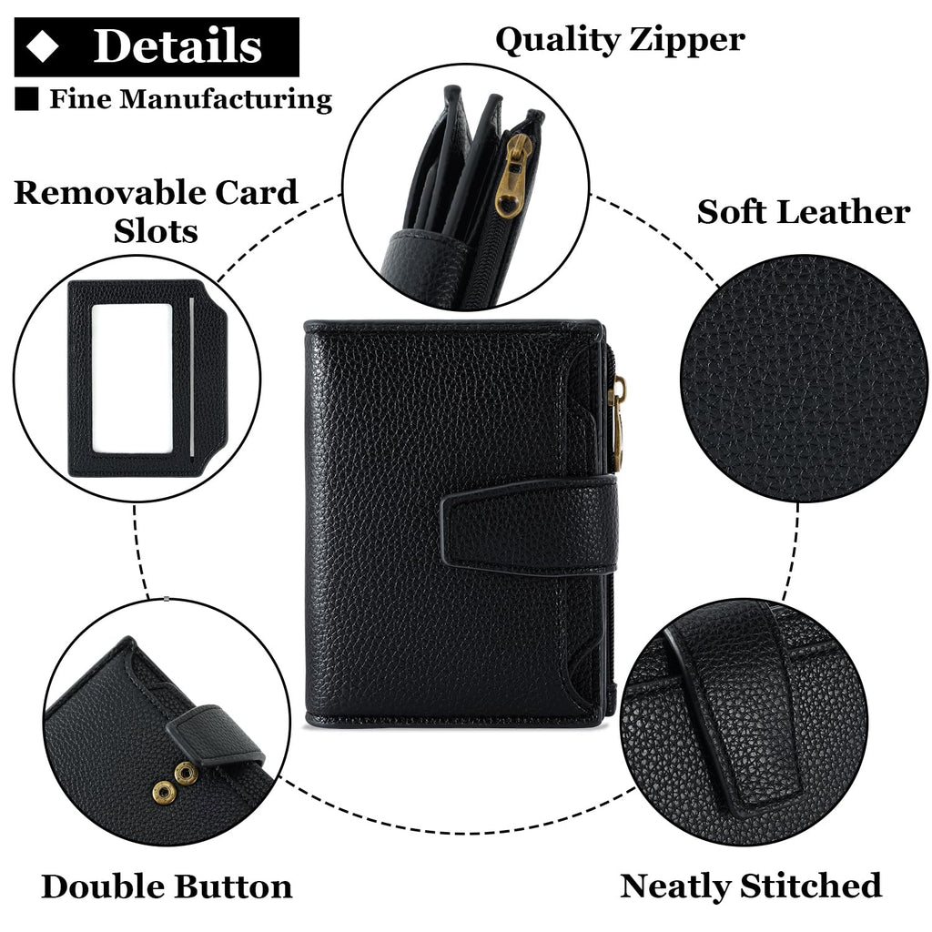 Airkit Wallet Women, Small Wallet for Women Leather, Ladies Bifold Compact RFID Blocking Credit Card Holder, Girls Mini Travel Purse, Pocket Passport Wallet with 4 ID Window