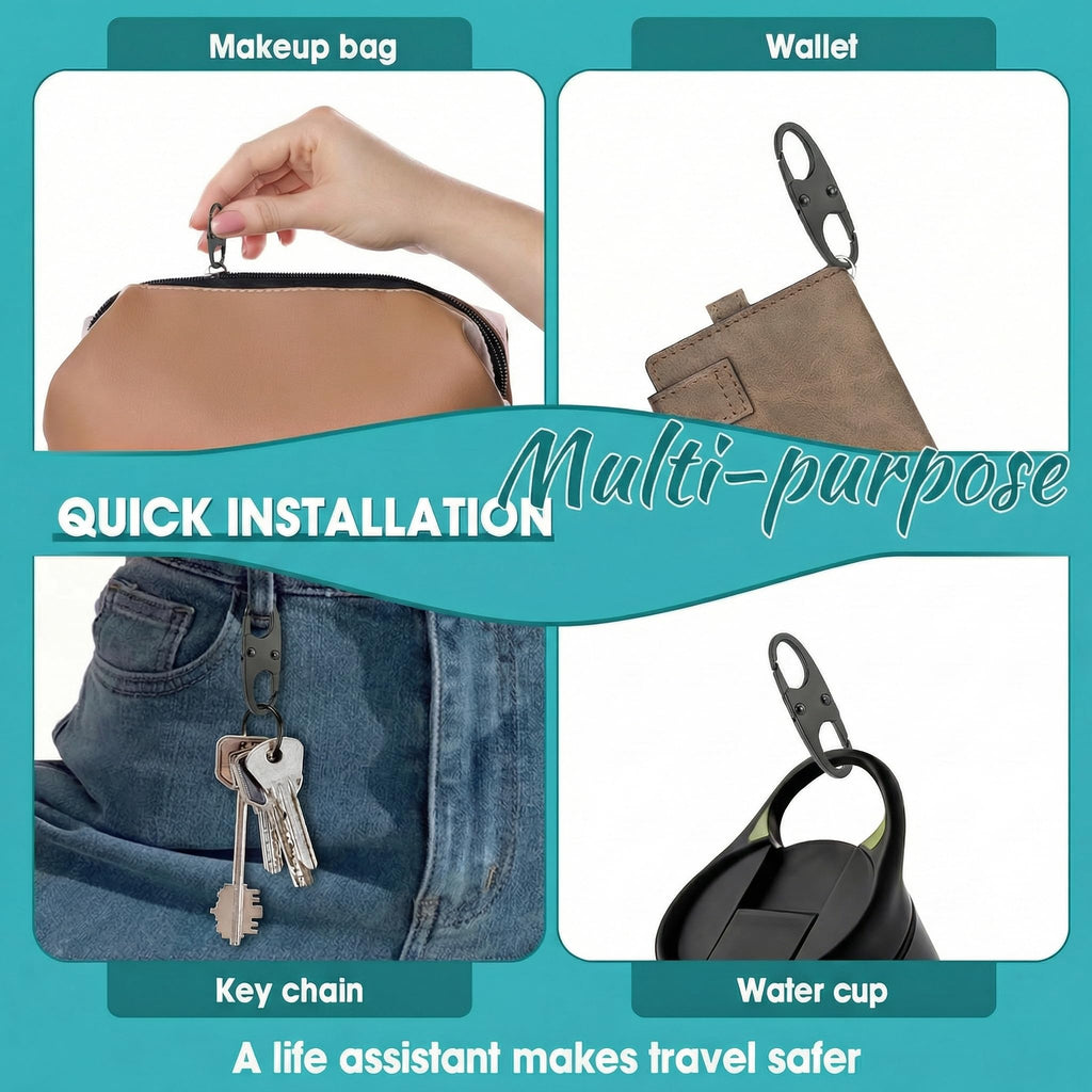 Anti-Theft Small Carabiner Clip, Double Opening Zipper Pull Replacement, Elegant Zinc Alloy Zipper Clips for Backpacks, Luggage, Duffel Bags, Travel Security Essentials