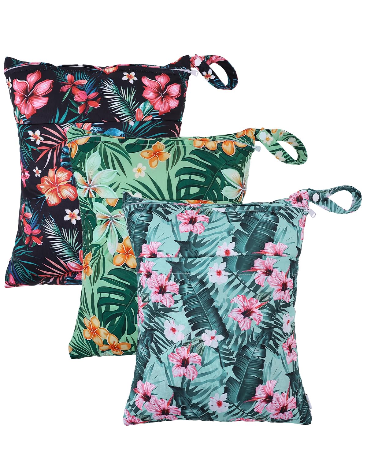 babygoal Wet Dry Bags for Baby Cloth Diapers, Washable Travel Bags, Beach, Pool, Gym Bag for Swimsuits & Wet Clothes with Two Zippered Pockets