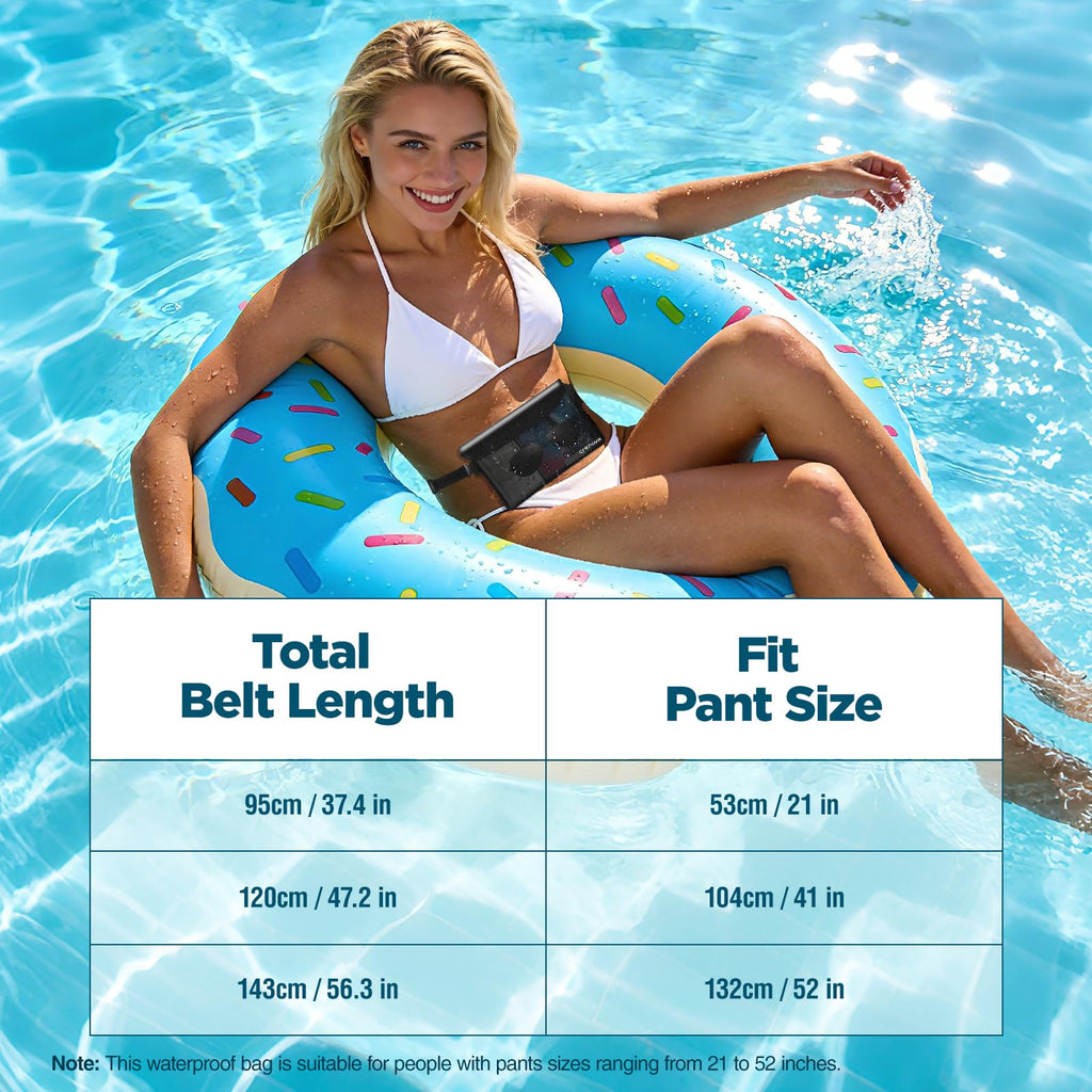 Crenova Waterproof Pouch with Waist Strap IP68 Waterproof Waist Bag Screen Touchable Dry Bag with Adjustable Belt, Vacation Essential Accessories, Perfect for Beach Snorkeling Kayaking Pool Water Park