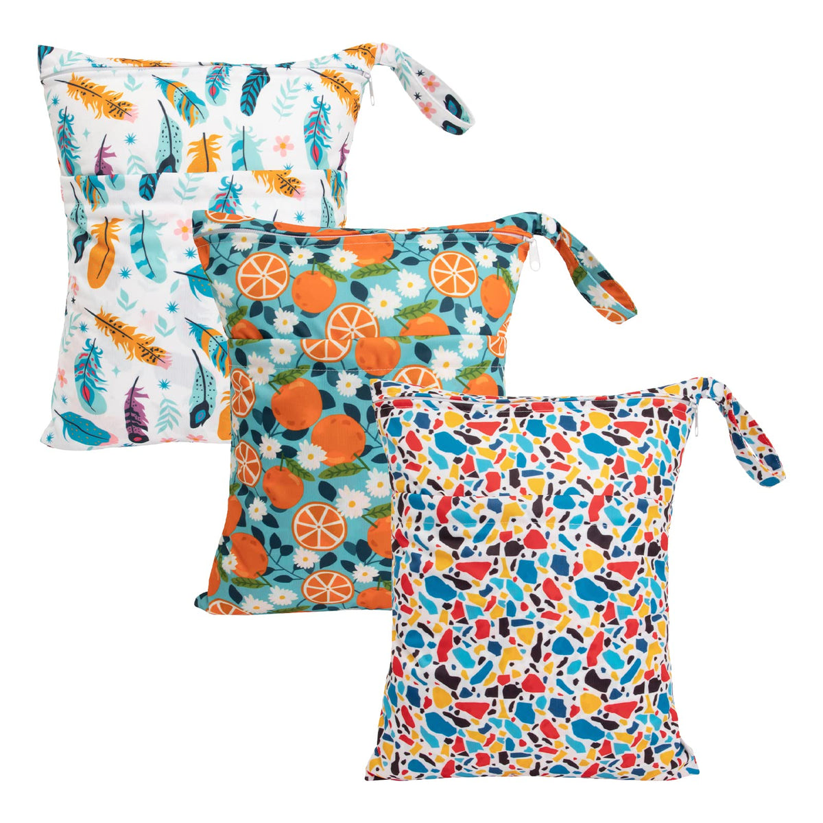 babygoal Wet Dry Bags for Baby Cloth Diapers, Washable Travel Bags, Beach, Pool, Gym Bag for Swimsuits & Wet Clothes with Two Zippered Pockets