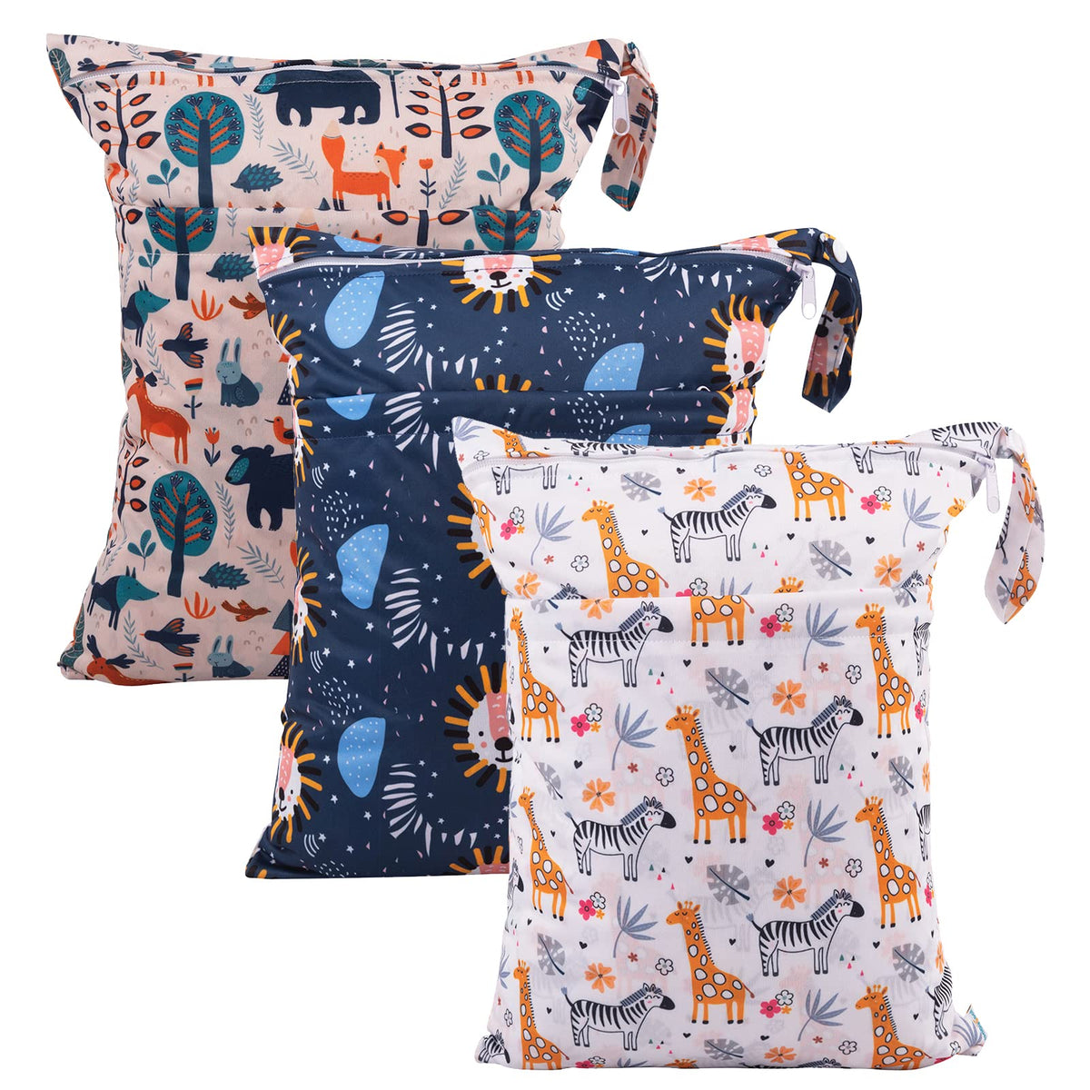 babygoal Wet Dry Bags for Baby Cloth Diapers, Washable Travel Bags, Beach, Pool, Gym Bag for Swimsuits & Wet Clothes with Two Zippered Pockets