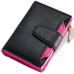 Compact RFID Blocking Leather Bifold Travel Wallet for Women
