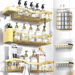 7-Pack Adhesive Stainless Steel Shower Caddy Organizer