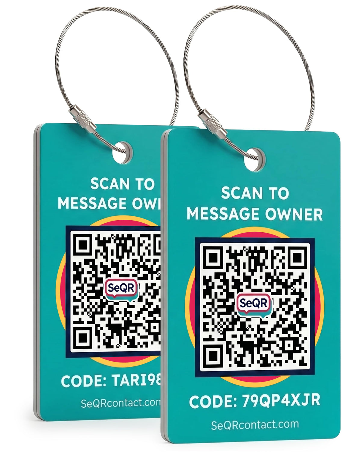 Smart Luggage Tags | Privacy QR Code Tags for Travel Suitcases, 2-Pack