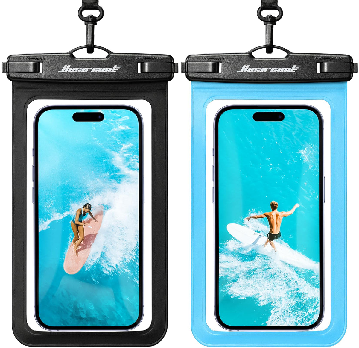 Hiearcool Universal Waterproof Case, Waterproof Phone Pouch Compatible for iPhone 14 13 12 11 Pro Max XS Plus Samsung Galaxy S22 Cellphone Up to 8.3", IPX8 Cellphone Dry Bag for Vacation-2 Pack