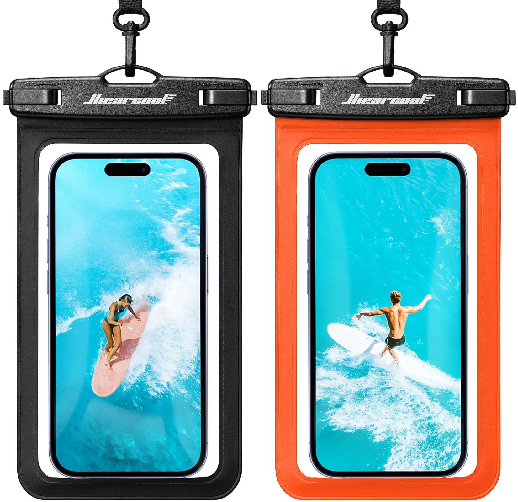 Hiearcool Universal Waterproof Case, Waterproof Phone Pouch Compatible for iPhone 14 13 12 11 Pro Max XS Plus Samsung Galaxy S22 Cellphone Up to 8.3", IPX8 Cellphone Dry Bag for Vacation-2 Pack