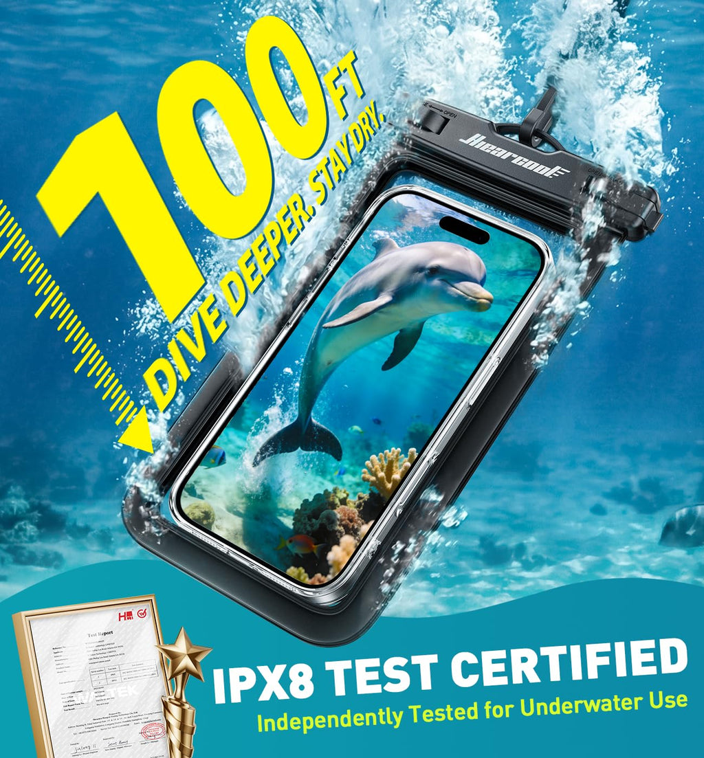 Hiearcool Universal Waterproof Case, Waterproof Phone Pouch Compatible for iPhone 14 13 12 11 Pro Max XS Plus Samsung Galaxy S22 Cellphone Up to 8.3", IPX8 Cellphone Dry Bag for Vacation-2 Pack