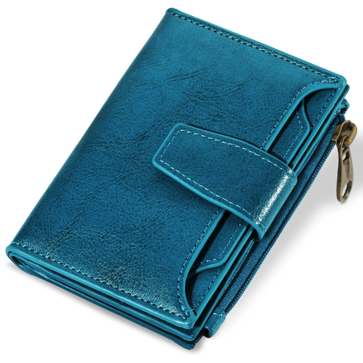 Airkit Wallet Women, Small Wallet for Women Leather, Ladies Bifold Compact RFID Blocking Credit Card Holder, Girls Mini Travel Purse, Pocket Passport Wallet with 4 ID Window