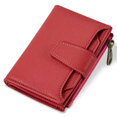 Compact RFID Blocking Leather Bifold Travel Wallet for Women