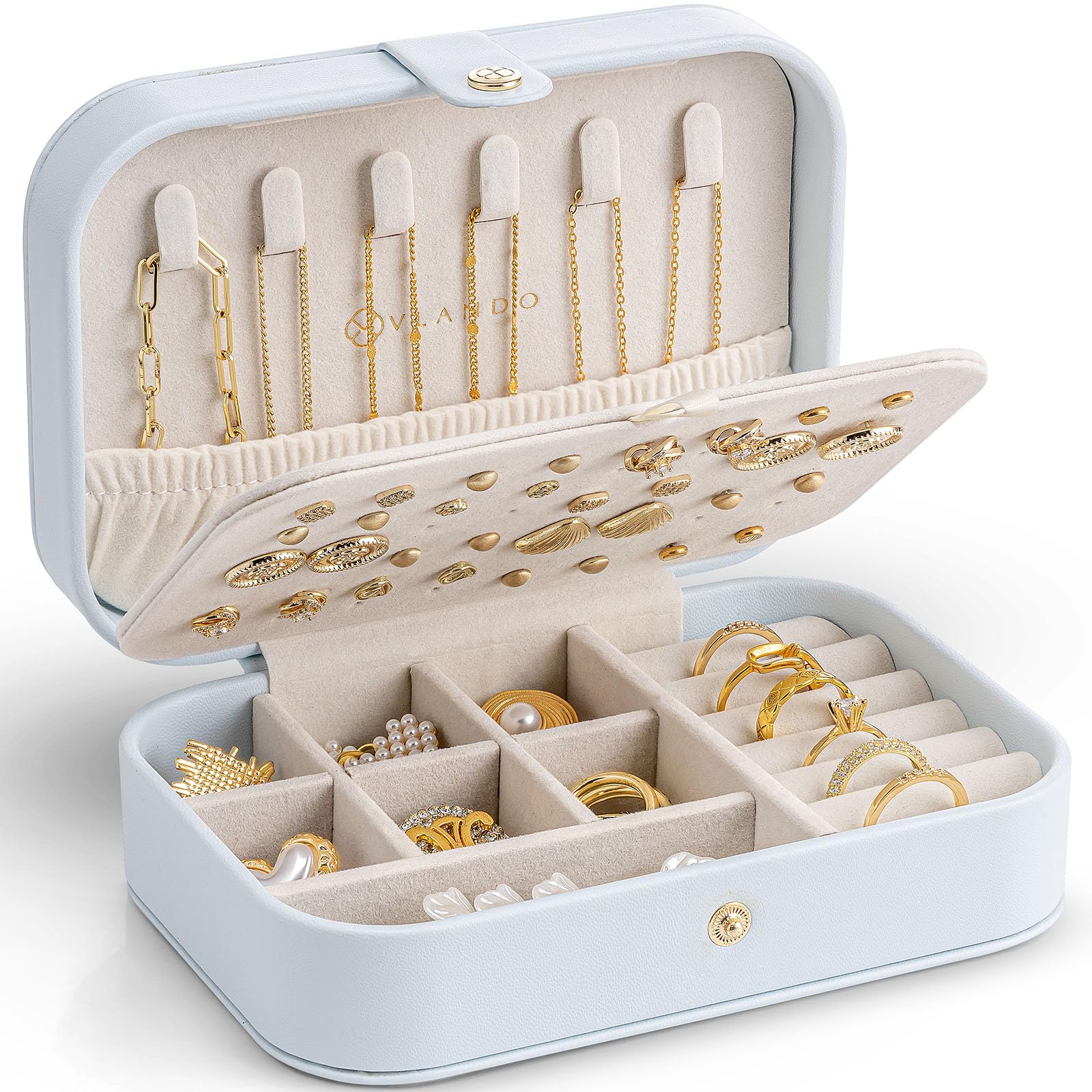 VLANDO Travel Jewelry Case, Portable Jewelry Earring Box Organizer
