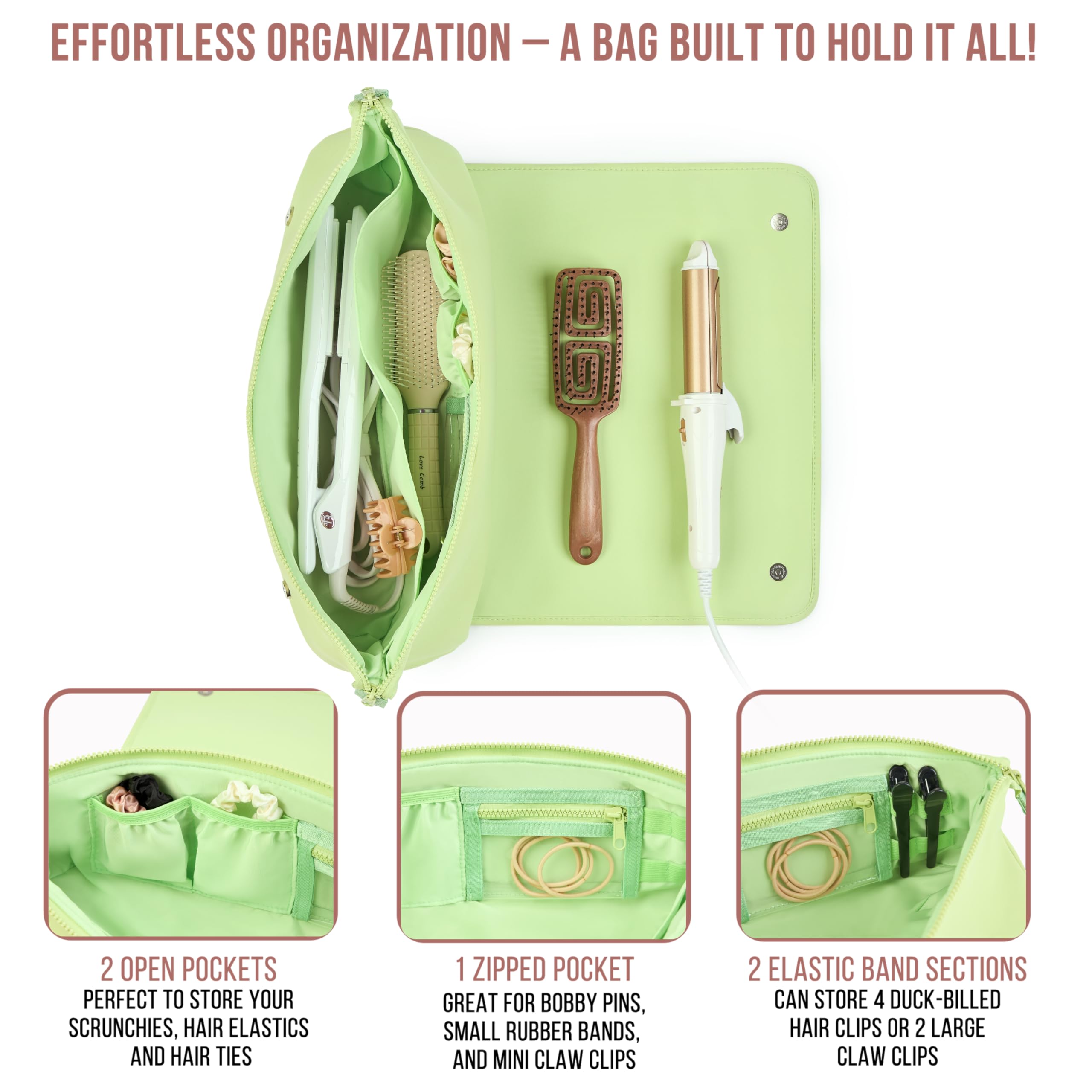 BAREFOOT CARIBOU Hair Tools Travel Bag and Heat Resistant Mat 17"