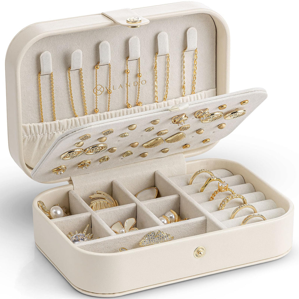 VLANDO Travel Jewelry Case, Portable Jewelry Earring Box Organizer