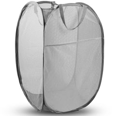 70L Collapsible Mesh Pop-Up Laundry Hamper with Side Pocket