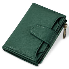 Compact RFID Blocking Leather Bifold Travel Wallet for Women