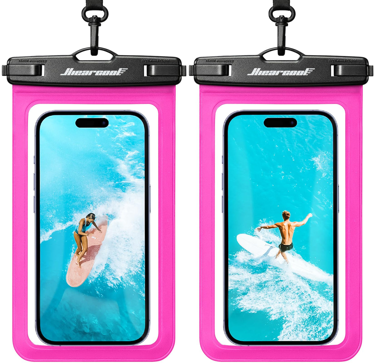 Hiearcool Universal Waterproof Case, Waterproof Phone Pouch Compatible for iPhone 14 13 12 11 Pro Max XS Plus Samsung Galaxy S22 Cellphone Up to 8.3", IPX8 Cellphone Dry Bag for Vacation-2 Pack