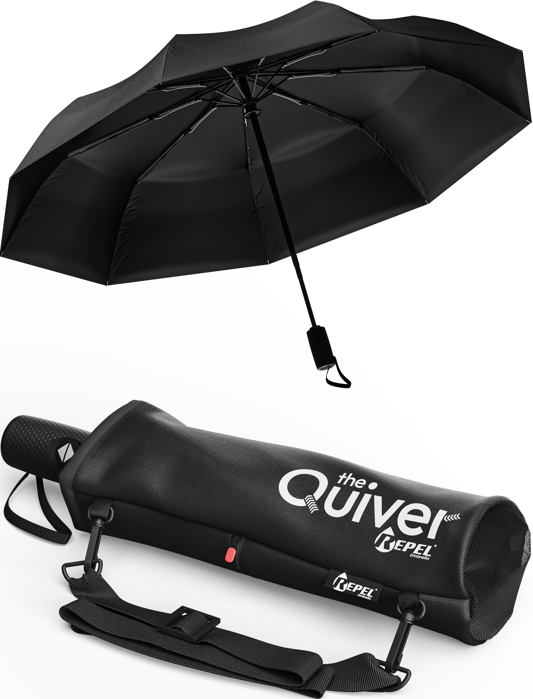 Windproof Travel Umbrella - Compact & Withstands Winds up to 100MPH, Strongest Premium Auto Folding Umbrella for Rain and Sun - Durable, Light & Portable for Women & Men, Fits Backpack & Cars