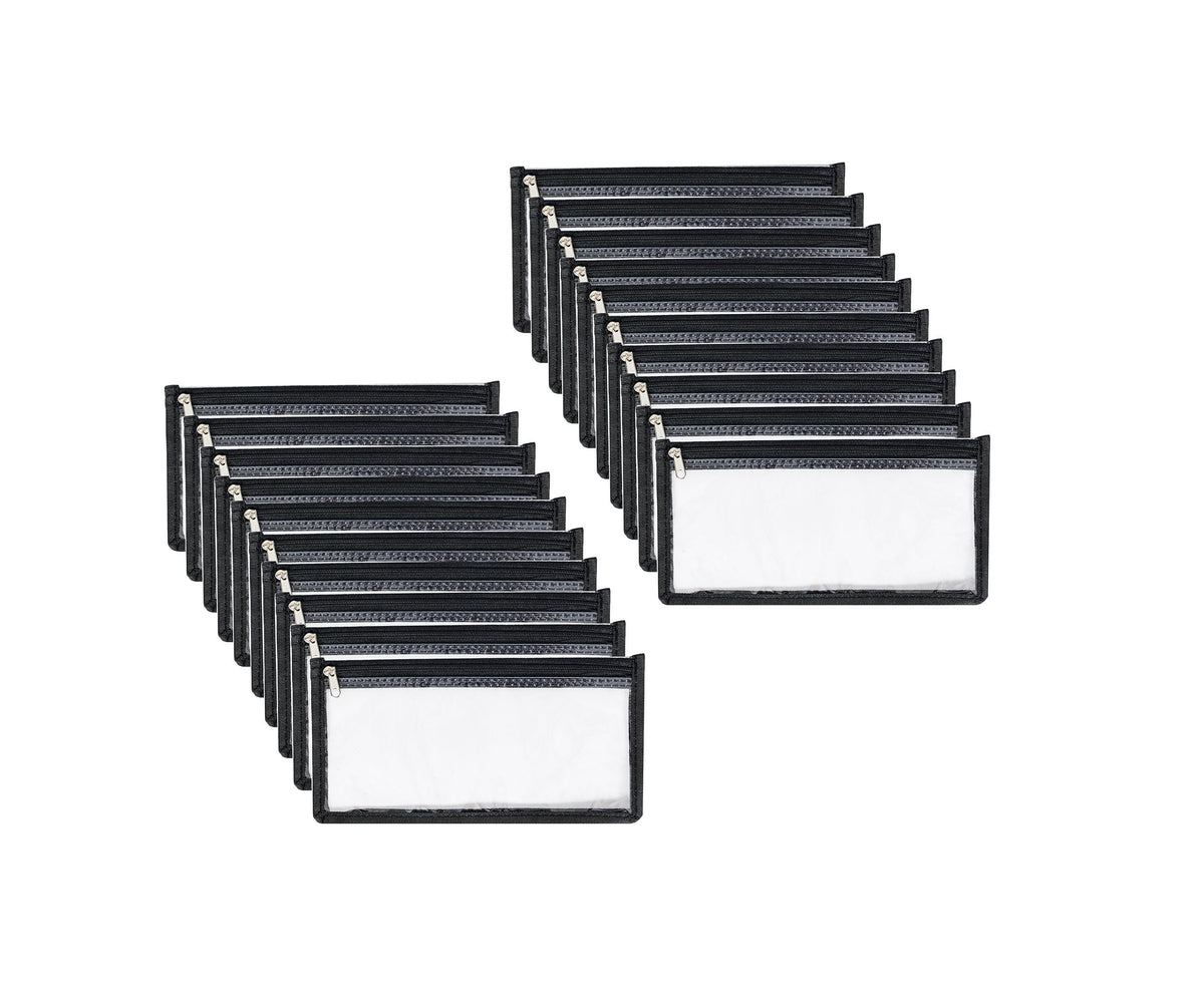 10-Pack Clear Zipper Cash Pouches for Money & Documents