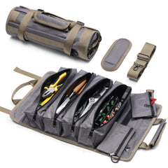 Heavy-Duty Waterproof Tool Roll Organizer with Detachable Pouches