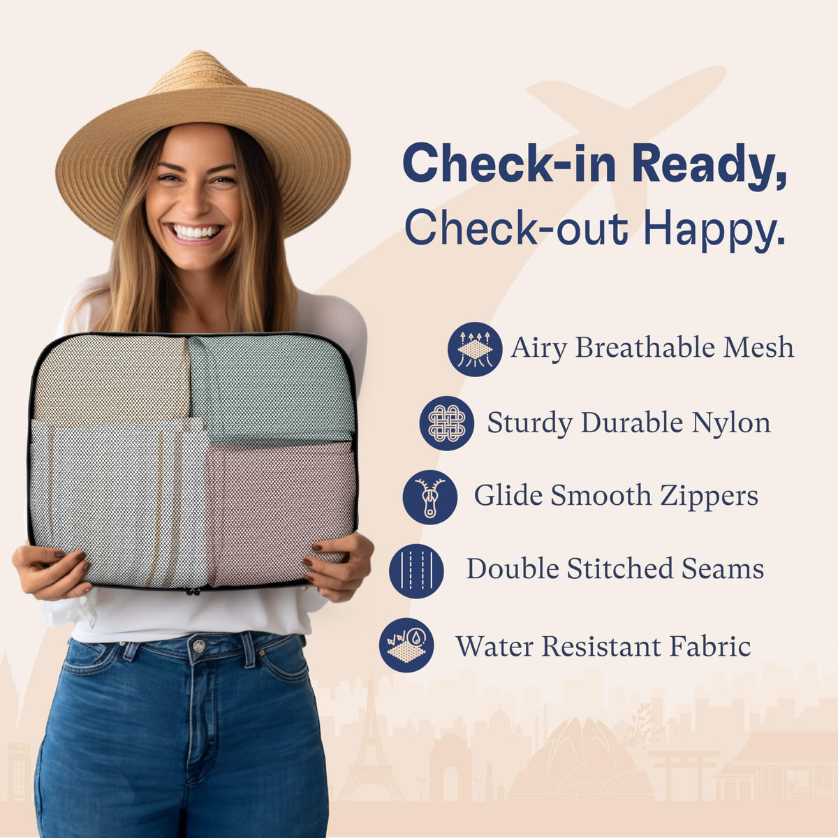5 Set/8 Set Packing Cubes - Travel Organizers with Laundry Bag
