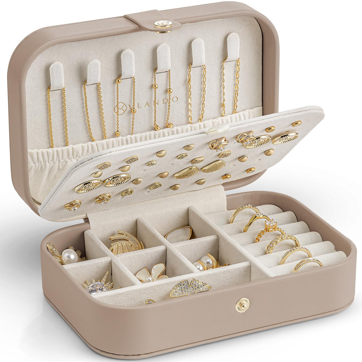 VLANDO Travel Jewelry Case, Portable Jewelry Earring Box Organizer